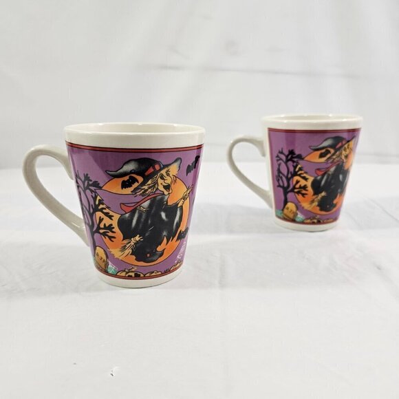 Witches Bats Spooky Halloween 10 Oz Ceramic Coffee Tea Mug Cups – Set of 2 - Picture 15 of 16